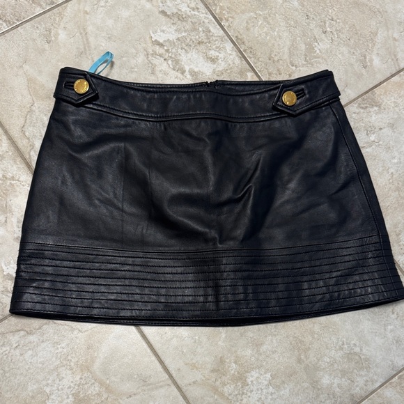 Marciano Dresses & Skirts - Marciano Black Leather Mini Skirt with Gold Buttons